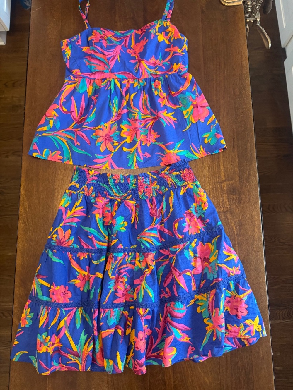 J. Crew Factory tropical skirt and shirt